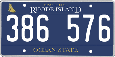 RI license plate 386576