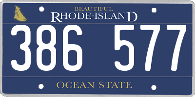 RI license plate 386577