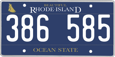 RI license plate 386585