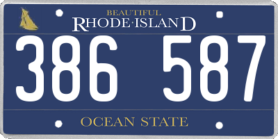 RI license plate 386587