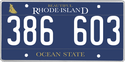 RI license plate 386603