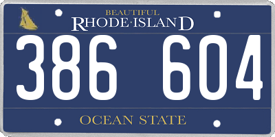 RI license plate 386604