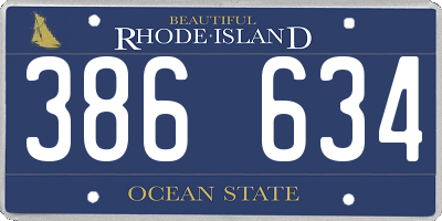 RI license plate 386634