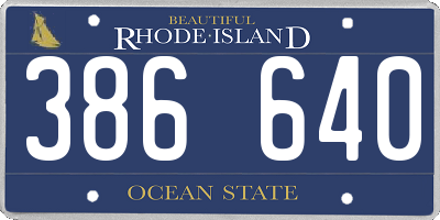 RI license plate 386640