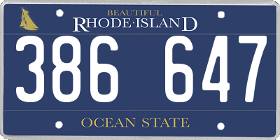RI license plate 386647