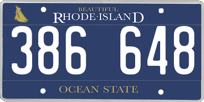 RI license plate 386648