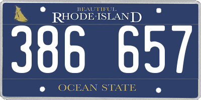 RI license plate 386657