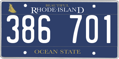 RI license plate 386701