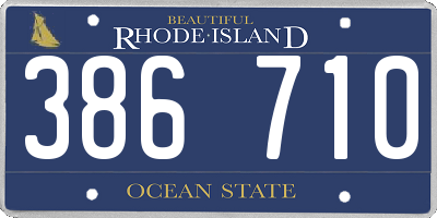 RI license plate 386710