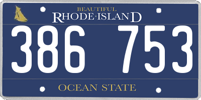 RI license plate 386753