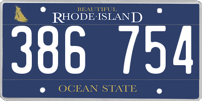 RI license plate 386754