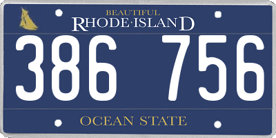 RI license plate 386756