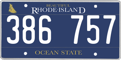RI license plate 386757