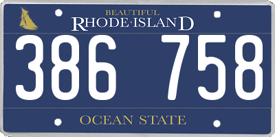 RI license plate 386758