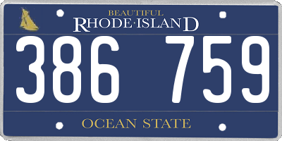 RI license plate 386759