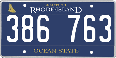 RI license plate 386763