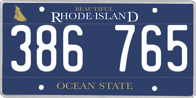 RI license plate 386765