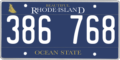 RI license plate 386768