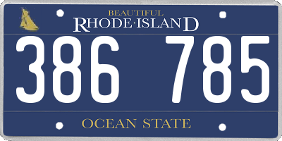 RI license plate 386785