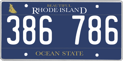 RI license plate 386786