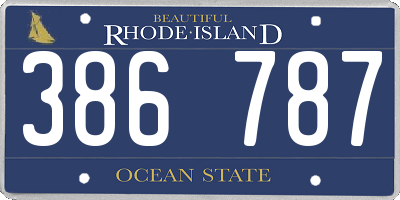 RI license plate 386787