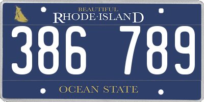 RI license plate 386789