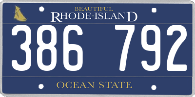 RI license plate 386792