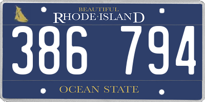 RI license plate 386794