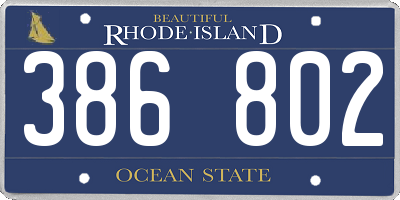 RI license plate 386802