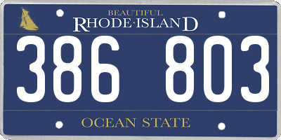 RI license plate 386803