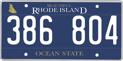 RI license plate 386804