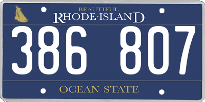 RI license plate 386807