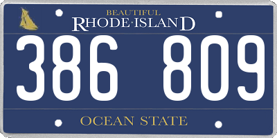 RI license plate 386809