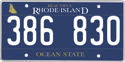RI license plate 386830