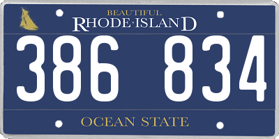 RI license plate 386834