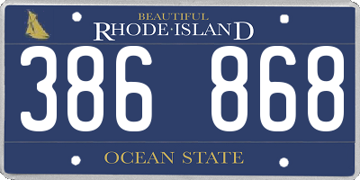 RI license plate 386868