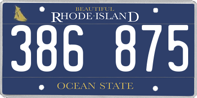 RI license plate 386875
