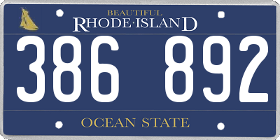 RI license plate 386892