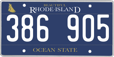 RI license plate 386905