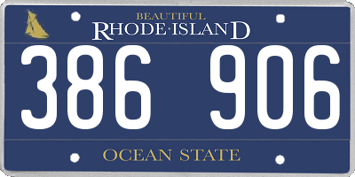 RI license plate 386906