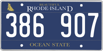RI license plate 386907