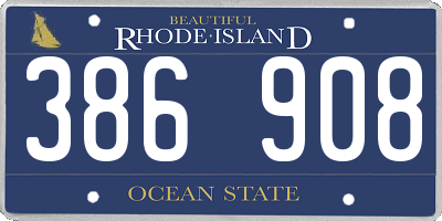 RI license plate 386908