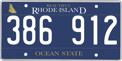 RI license plate 386912