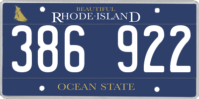 RI license plate 386922