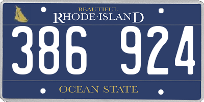 RI license plate 386924