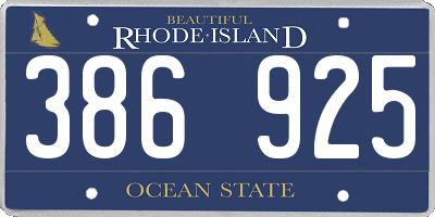 RI license plate 386925