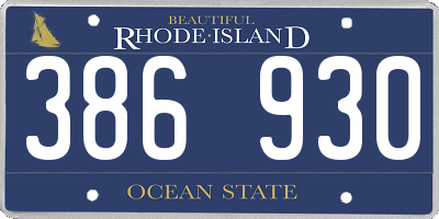 RI license plate 386930