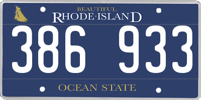 RI license plate 386933