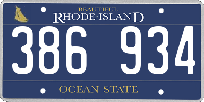 RI license plate 386934