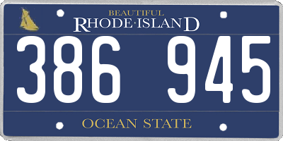 RI license plate 386945